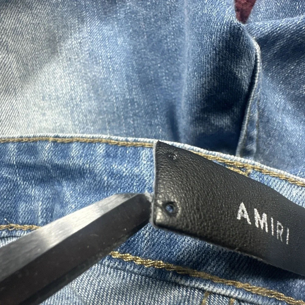 AMIRI Men's Distressed Light Blue Denim Jeans 36x30